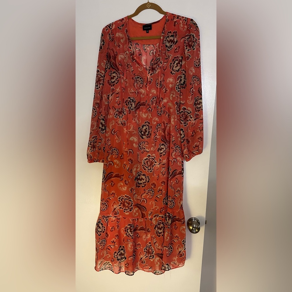 Who What Wear Coral Peasant Dress Size M NWOT